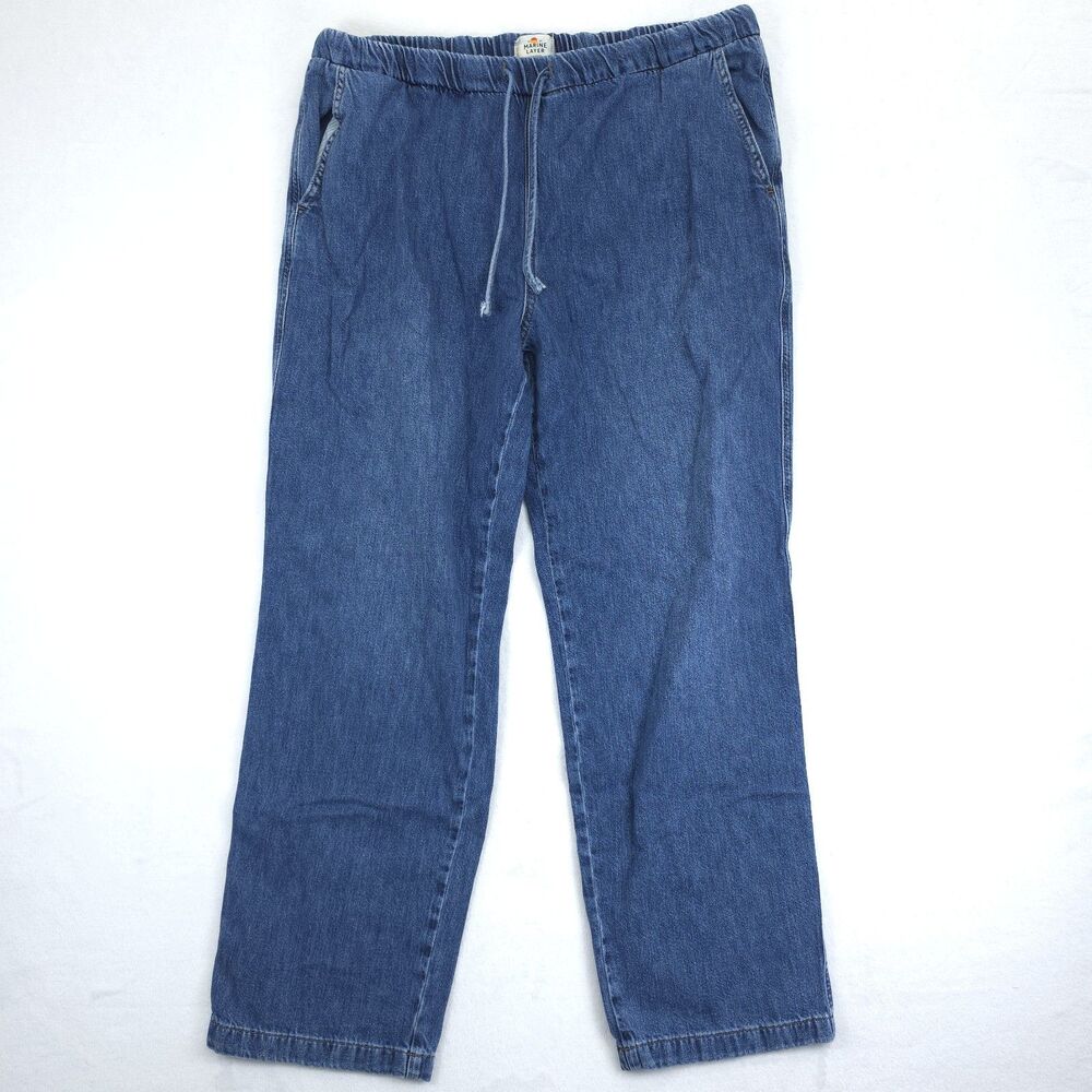 Marine Layer Drawstring Denim Pant Women's XL Cotton Chino Blue